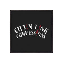 Cargar imagen en el visor de la galería, Chain Link Confessions Iron-On Patch — Black Retro Logo Patch for Jackets & Denim