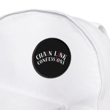 Cargar imagen en el visor de la galería, Chain Link Confessions Iron-On Patch — Black Retro Logo Patch for Jackets & Denim