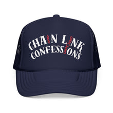 Cargar imagen en el visor de la galería, Chain Link Confessions Foam Trucker Hat — Biker/Streetwear Mesh Cap