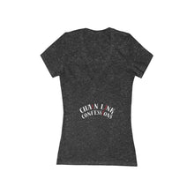 Cargar imagen en el visor de la galería, Chain Link Confessions Deep V-Neck Women's Tee — Minimal Red Heart Piercing Graphic