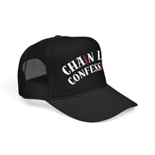 Cargar imagen en el visor de la galería, Chain Link Confessions Foam Trucker Hat — Biker/Streetwear Mesh Cap
