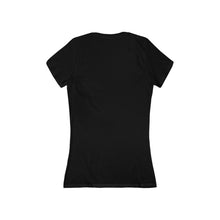 Cargar imagen en el visor de la galería, Chain Link Confessions Deep V-Neck Women's Tee — Minimal Red Heart Piercing Graphic
