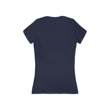Cargar imagen en el visor de la galería, Chain Link Confessions Deep V-Neck Women's Tee — Minimal Red Heart Piercing Graphic
