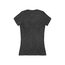 Cargar imagen en el visor de la galería, Chain Link Confessions Deep V-Neck Women's Tee — Minimal Red Heart Piercing Graphic
