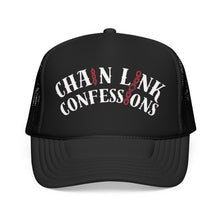 Cargar imagen en el visor de la galería, Chain Link Confessions Foam Trucker Hat — Biker/Streetwear Mesh Cap
