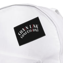 Cargar imagen en el visor de la galería, Chain Link Confessions Iron-On Patch — Black Retro Logo Patch for Jackets &amp; Denim
