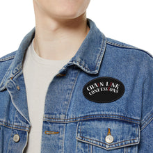 Cargar imagen en el visor de la galería, Chain Link Confessions Iron-On Patch — Black Retro Logo Patch for Jackets &amp; Denim
