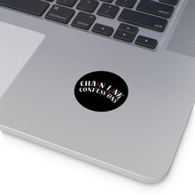 Load image into Gallery viewer, Chain Link Confessions Round Vinyl Sticker – Gothic Black Sticker with Red Chain Accent
